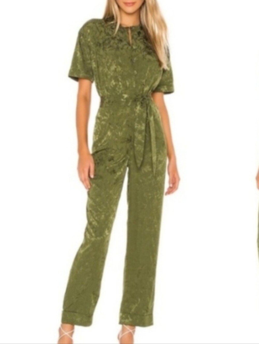 Tularosa Leighton Jacquard Olive Jumpsuit Size Small